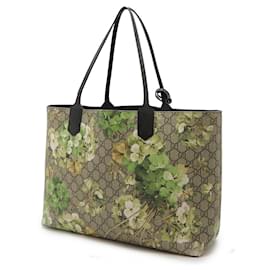 Gucci-Gucci GG Supreme Blooms Reversible Tote Bag PVC Leather 368568-Brown,Beige