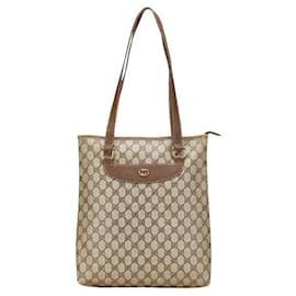 Gucci-Gucci GG Supreme handbag tote bag 002 39 6130-Brown,Beige