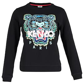 Schwarzer Baumwollpullover mit Kenzo Tiger-Print Schwarz