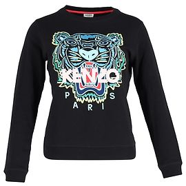 Suéter de algodón negro con estampado de tigre Kenzo Negro