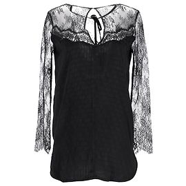 Schwarze Polyesterbluse mit Spitzendetails von Sandro Paris Schwarz