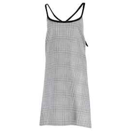 Maje- Maje Plaid Cross-Strap Mini Dress in Grey Polyester-Grey