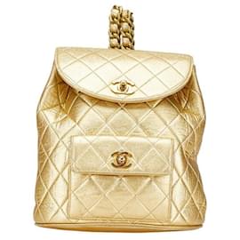 Chanel-Chanel Lambskin Matelasse Coco Mark Backpack-Golden,Metallic