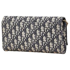Christian Dior-Dior Oblique Canvas Leather Oblique Chain Wallet 2way Shoulder Bag-Brown,Beige