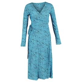 Diane Von Furstenberg- Diane Von Furstenberg Midi Wrap Dress in Turquoise Silk-Other
