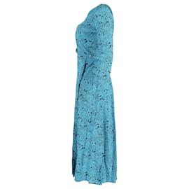 Diane Von Furstenberg- Diane Von Furstenberg Midi Wrap Dress in Turquoise Silk-Other
