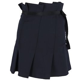 Sandro Paris Pleated Bow Mini Skirt in Navy Blue Polyester Blue Navy blue