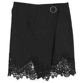 Minirock aus schwarzem Polyester mit Spitze Sandro Paris Schwarz