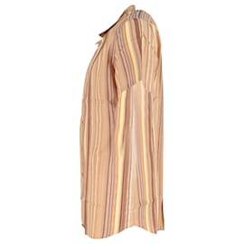 Prada-Prada Short Sleeve Striped Shirt in Brown Cotton-Brown