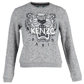 Kenzo Tiger-Print-Pullover aus grauer Baumwolle Grau