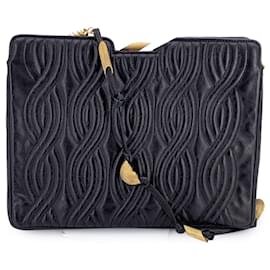 Fendi-Sac à épaule en cuir matelassé noir vintage-Noir