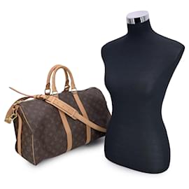 Louis Vuitton-Monogram Canvas Keepall 45 Bandouliere Travel Duffel Bag-Brown
