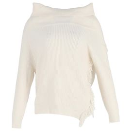 Stella Mc Cartney Stella McCartney Rollkragen Chunky Pullover aus cremefarbener Wolle Weiß Roh