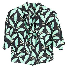 Diane Von Furstenberg Leaf Print Top in Multicolor Viscose Multiple colors