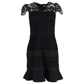 Red Valentino-RED Valentino Lace Trim Mini Dress in Black Cotton-Black