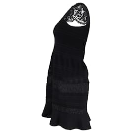 Red Valentino-RED Valentino Lace Trim Mini Dress in Black Cotton-Black