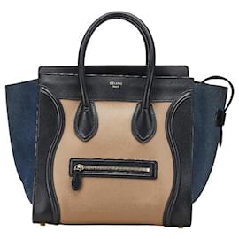 Céline-Celine Leather Luggage Mini Shopper Handbag-Brown,Beige