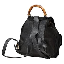 Gucci-Gucci Suede Leather Bamboo Backpack 003 58-Black