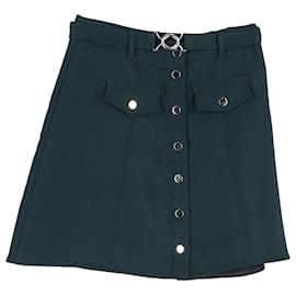 Maje- Maje Jibrali Buttoned Mini Skirt in Green Polyester-Green,Olive green