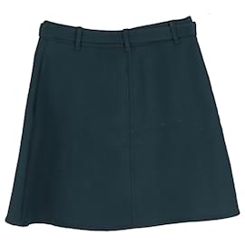 Maje- Maje Jibrali Buttoned Mini Skirt in Green Polyester-Green,Olive green