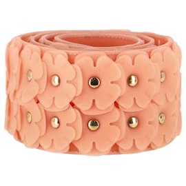 Burberry- Burberry Prorsum Floral Belt in Peach Rubber-Peach