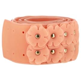 Burberry- Burberry Prorsum Floral Belt in Peach Rubber-Peach