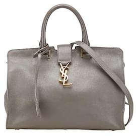 Yves Saint Laurent-Saint Laurent Leather Baby Cabas Small 2way Bag 394461-Grey