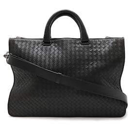 Bottega Veneta-Bottega Veneta Leather Intrecciato 2way Briefcase-Black