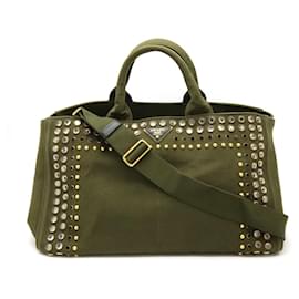 Prada-Prada Canvas Canapa 2way Tote Bag B18720-Green
