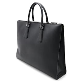 Prada-Prada Saffiano Triangle Logo Briefcase 2VG039-Black