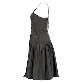 Ulla Johnson- Ulla Johnson Cleo Pleated Striped Midi Dress in Black Cotton-Black