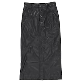 Isabel Marant- Isabel Marant Etoile Breanne Midi Skirt in Black Faux Leather-Black