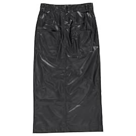 Isabel Marant- Isabel Marant Etoile Breanne Midi Skirt in Black Faux Leather-Black