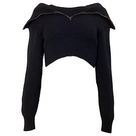 Jacquemus La Maille Risoul Kurzer Pullover aus schwarzer Merinowolle Schwarz