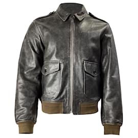Autre Marque-The Frankie Shop Wyatt Bomber Jacket in Black Leather-Black
