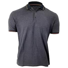 Gucci-Gucci Web Accent Polo Shirt in Grey Cotton-Grey