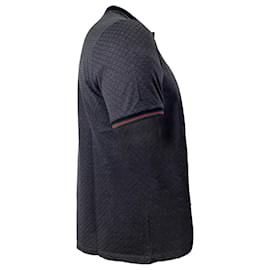 Gucci-Polo em algodão cinza com detalhe Web da Gucci-Cinza