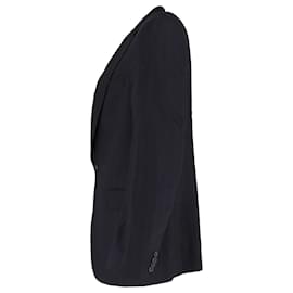 Dolce & Gabbana-Dolce & Gabbana Striped Single Breasted Blazer in Navy Blue Wool-Blue,Navy blue
