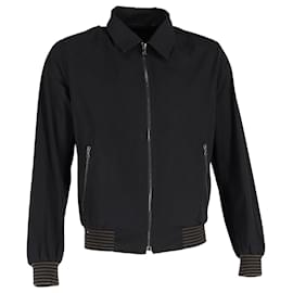 Prada-Prada Stripes Zip Harrington Jacket in Black Polyester-Black