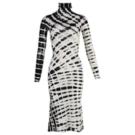 Joseph-Joseph Tie-Dye Turtleneck Midi Dress in White Wool-Other