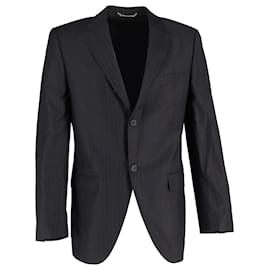 Dolce & Gabbana-Dolce & Gabbana Striped Single Breasted Blazer in Black Wool-Black