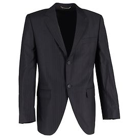 Gestreifter einreihiger Blazer aus schwarzer Wolle von Dolce & Gabbana Schwarz