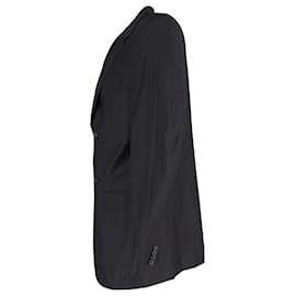 Dolce & Gabbana-Dolce & Gabbana Striped Single Breasted Blazer in Black Wool-Black