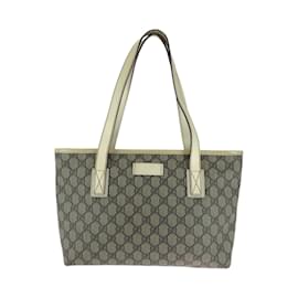 Gucci-Gucci Beige Ivory GG Supreme Tote Bag-Beige,Cream