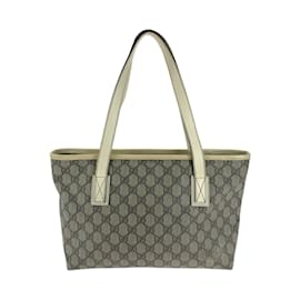 Gucci-Gucci Beige Ivory GG Supreme Tote Bag-Beige,Cream