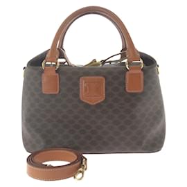 Céline-Celine Vintage Macadam Brown Crossbody Shoulder Bag-Brown