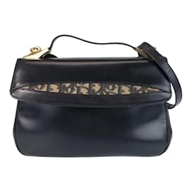 Christian Dior-Christian Dior Vintage Trotter Black Leather Shoulder Bag-Black