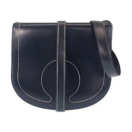 Hermès-Sac à épaule Pochette en Box Calf Navy Galopard d'Hermès-Bleu Marine
