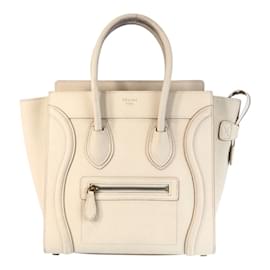Céline-Celine Luggage Micro Ivory Handbag-Cream