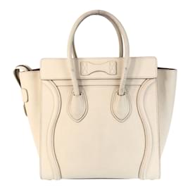 Céline-Celine Luggage Micro Ivory Handbag-Cream